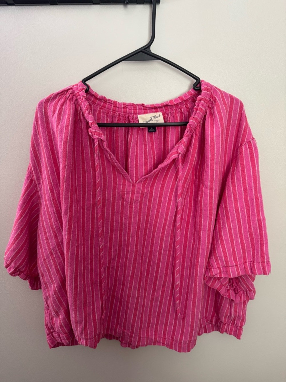 Universal Thread Pink Striped Peasant Blouse size XL
